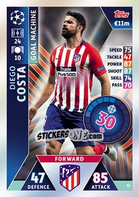 Sticker Diego Costa - UEFA Champions League 2018-2019. Match Attax n. 35 - Topps