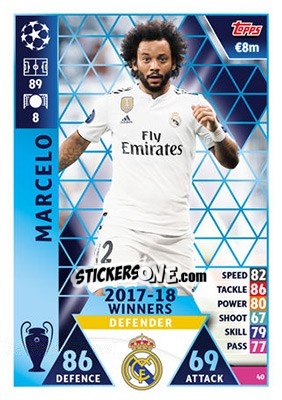 Sticker Marcelo - UEFA Champions League 2018-2019. Match Attax n. 40 - Topps