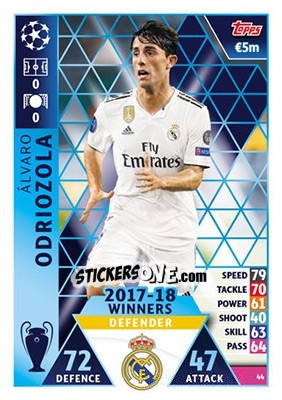 Sticker Álvaro Odriozola - UEFA Champions League 2018-2019. Match Attax n. 44 - Topps