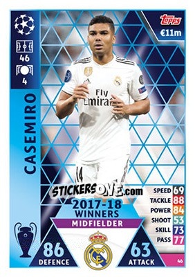 Sticker Casemiro - UEFA Champions League 2018-2019. Match Attax n. 46 - Topps