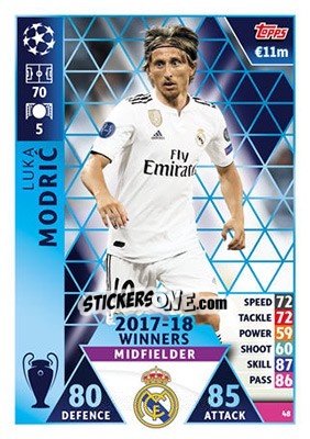 Sticker Luka Modric - UEFA Champions League 2018-2019. Match Attax n. 48 - Topps