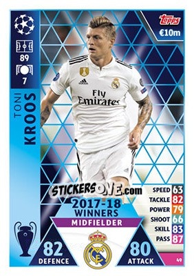 Sticker Toni Kroos - UEFA Champions League 2018-2019. Match Attax n. 49 - Topps