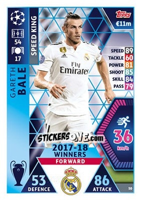 Sticker Gareth Bale - UEFA Champions League 2018-2019. Match Attax n. 50 - Topps