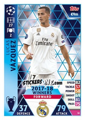 Sticker Lucas Vázquez - UEFA Champions League 2018-2019. Match Attax - Topps