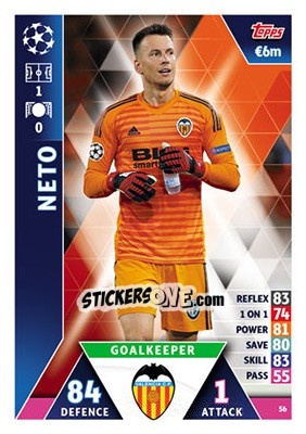 Sticker Neto - UEFA Champions League 2018-2019. Match Attax n. 56 - Topps