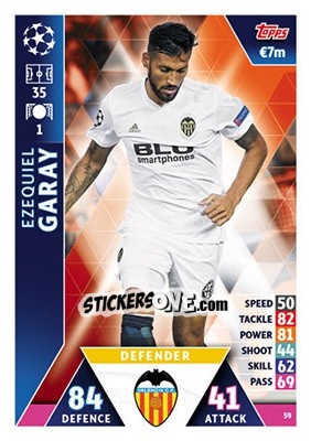 Sticker Ezequiel Garay - UEFA Champions League 2018-2019. Match Attax n. 59 - Topps