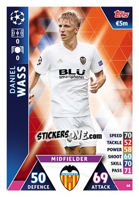 Sticker Daniel Wass - UEFA Champions League 2018-2019. Match Attax n. 68 - Topps