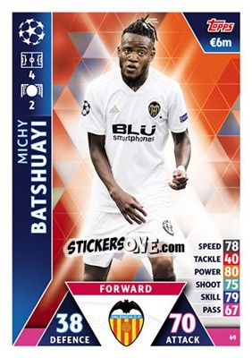 Sticker Michy Batshuayi - UEFA Champions League 2018-2019. Match Attax n. 69 - Topps