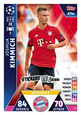 Sticker Joshua Kimmich - UEFA Champions League 2018-2019. Match Attax n. 75 - Topps