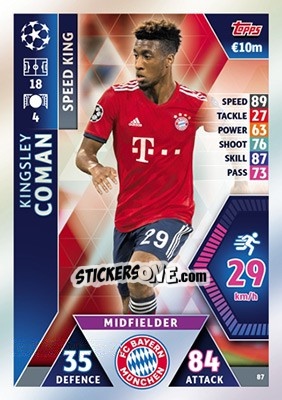 Sticker Kingsley Coman - UEFA Champions League 2018-2019. Match Attax - Topps