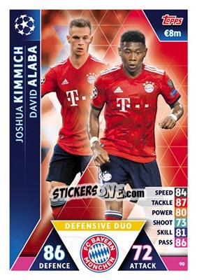 Sticker Joshua Kimmich / David Alaba - UEFA Champions League 2018-2019. Match Attax n. 90 - Topps