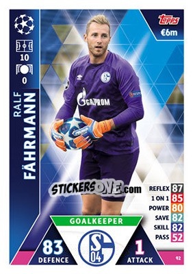 Sticker Ralf Fährmann - UEFA Champions League 2018-2019. Match Attax n. 92 - Topps