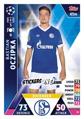 Sticker Bastian Oczipka - UEFA Champions League 2018-2019. Match Attax n. 95 - Topps
