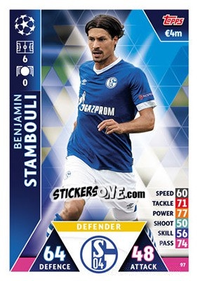 Cromo Benjamin Stambouli - UEFA Champions League 2018-2019. Match Attax n. 97 - Topps