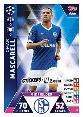 Sticker Omar Mascarell - UEFA Champions League 2018-2019. Match Attax n. 98 - Topps