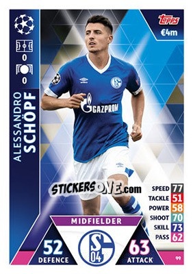 Sticker Alessandro Schöpf - UEFA Champions League 2018-2019. Match Attax n. 99 - Topps