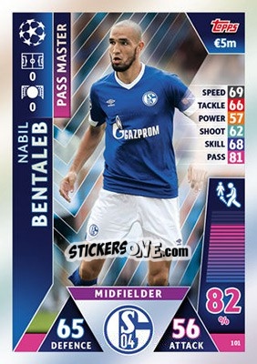 Sticker Nabil Bentaleb - UEFA Champions League 2018-2019. Match Attax n. 101 - Topps