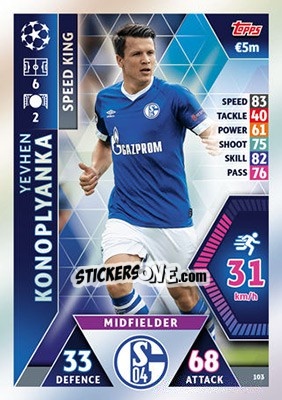 Sticker Yevhen Konoplyanka - UEFA Champions League 2018-2019. Match Attax - Topps