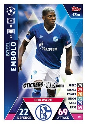 Sticker Breel Embolo - UEFA Champions League 2018-2019. Match Attax n. 105 - Topps