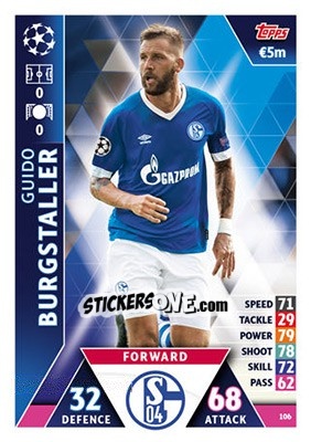 Sticker Guido Burgstaller - UEFA Champions League 2018-2019. Match Attax n. 106 - Topps