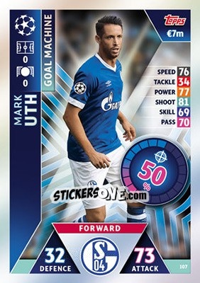 Sticker Mark Uth - UEFA Champions League 2018-2019. Match Attax n. 107 - Topps