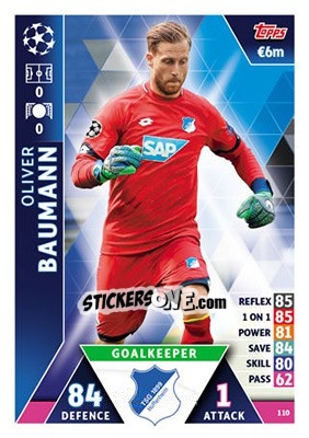 Sticker Oliver Baumann - UEFA Champions League 2018-2019. Match Attax n. 110 - Topps