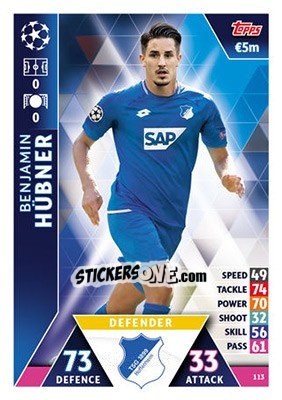 Sticker Benjamin Hübner - UEFA Champions League 2018-2019. Match Attax - Topps