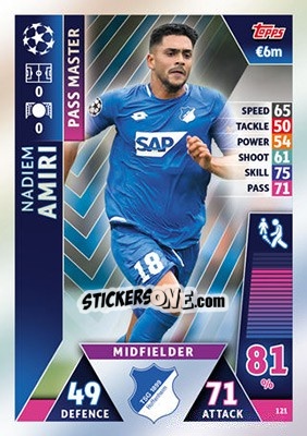 Sticker Nadiem Amiri - UEFA Champions League 2018-2019. Match Attax n. 121 - Topps