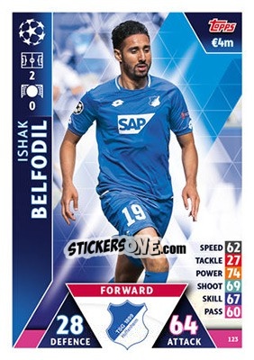 Sticker Ishak Belfodil - UEFA Champions League 2018-2019. Match Attax n. 123 - Topps