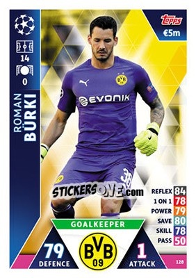 Sticker Roman Bürki - UEFA Champions League 2018-2019. Match Attax n. 128 - Topps