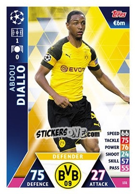 Sticker Abdou Diallo - UEFA Champions League 2018-2019. Match Attax n. 131 - Topps