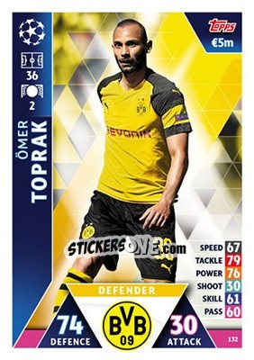 Sticker Ömer Toprak - UEFA Champions League 2018-2019. Match Attax n. 132 - Topps