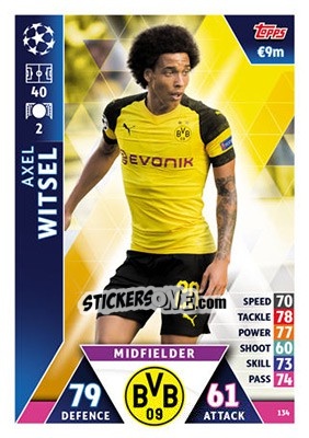 Sticker Axel Witsel - UEFA Champions League 2018-2019. Match Attax n. 134 - Topps
