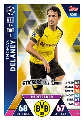 Sticker Thomas Delaney - UEFA Champions League 2018-2019. Match Attax n. 141 - Topps