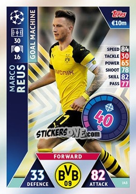 Sticker Marco Reus - UEFA Champions League 2018-2019. Match Attax n. 143 - Topps