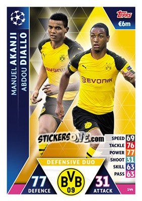 Sticker Manuel Akanji / Abdou Diallo - UEFA Champions League 2018-2019. Match Attax n. 144 - Topps