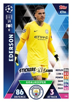 Sticker Ederson - UEFA Champions League 2018-2019. Match Attax n. 146 - Topps