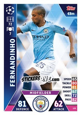 Sticker Fernandinho - UEFA Champions League 2018-2019. Match Attax - Topps