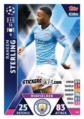 Cromo Raheem Sterling - UEFA Champions League 2018-2019. Match Attax - Topps