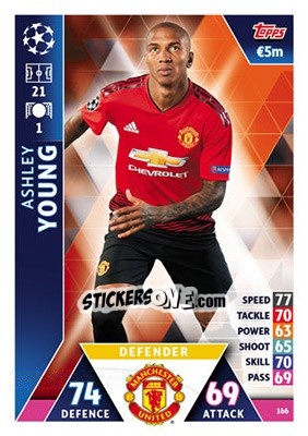 Sticker Ashley Young - UEFA Champions League 2018-2019. Match Attax n. 166 - Topps