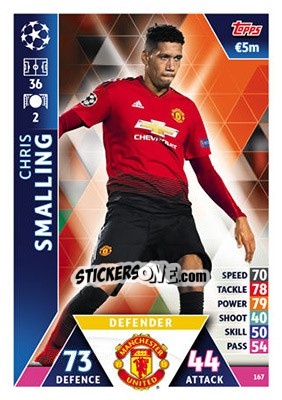 Sticker Chris Smalling - UEFA Champions League 2018-2019. Match Attax n. 167 - Topps