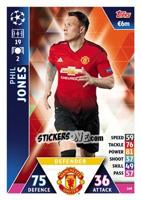Sticker Phil Jones - UEFA Champions League 2018-2019. Match Attax - Topps