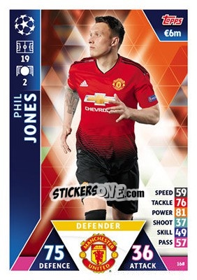 Sticker Phil Jones - UEFA Champions League 2018-2019. Match Attax n. 168 - Topps