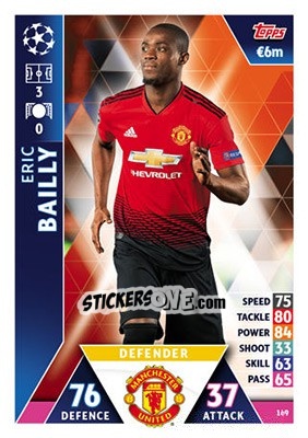 Sticker Eric Bailly - UEFA Champions League 2018-2019. Match Attax n. 169 - Topps