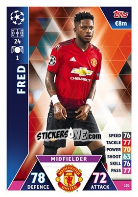 Sticker Fred - UEFA Champions League 2018-2019. Match Attax n. 170 - Topps