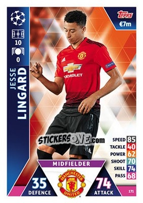 Sticker Jesse Lingard - UEFA Champions League 2018-2019. Match Attax n. 171 - Topps