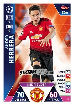 Sticker Ander Herrera - UEFA Champions League 2018-2019. Match Attax n. 172 - Topps