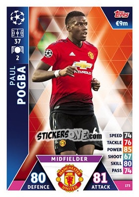 Sticker Paul Pogba - UEFA Champions League 2018-2019. Match Attax n. 173 - Topps