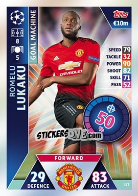 Sticker Romelu Lukaku - UEFA Champions League 2018-2019. Match Attax n. 177 - Topps
