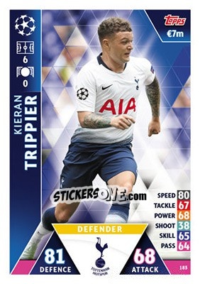 Sticker Kieran Trippier - UEFA Champions League 2018-2019. Match Attax n. 183 - Topps